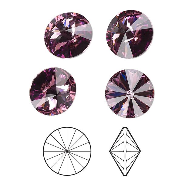 Chaton 144pk iris foil back, Swarovski&reg; 12mm rivoli 1122 image number 0