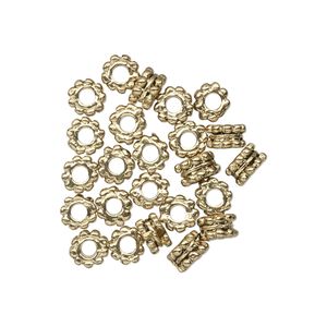 Bead 1pkg24 gold-finished "pewter", 5x3mm double beaded rondelle, antique