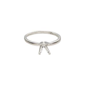 Ring, Sure-Set&trade;, sterling silver, 7mm 4-prong round setting, size 5-1/2 to 6. Sold individually.
