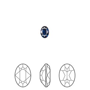 Fancy stone 4pk dark sapphire foil back, Crystal Passions&reg; Regenerated 6x4mm oval 4120