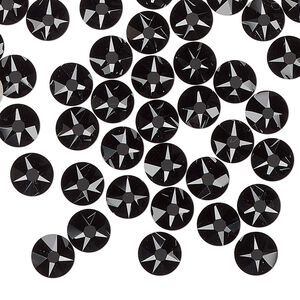 Flat back 288pk jet foil back, Swarovski&reg; 6.32-6.5mm rose round SS30 2088
