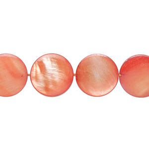 Mother-of-pearl 1pkg1, flat round bead, 15 inch flamingo pink 12-13mm