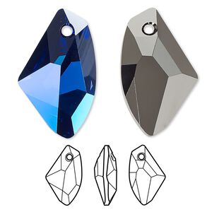 Drop 30pk crystal Bermuda blue P, Swarovski&reg; 27x16mm pendant galactic vertical 6656