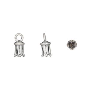 Cord end 1pkg1 sterling silver, 7x5mm cone / 2mm inside diameter, antiqued / JBB Findings