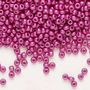 Seed bead, Preciosa Ornela Czech glass, pkg/50g, #8 rocaille, opaque PermaLux dyed purple chalkwhite, (22013).