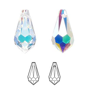 Drop 1pk crystal AB, Crystal Passions&reg; 22x11mm pendant teardrop 6000