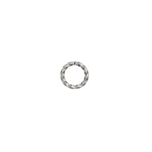 Jump ring 1pkg100 silver-plated, 8mm twisted round, 16 gauge / 5.8mm inside diameter / brass / antique