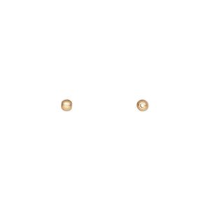 Bead, gold-plated brass with satin finish, 2.5mm round. Sold per pkg of 10.