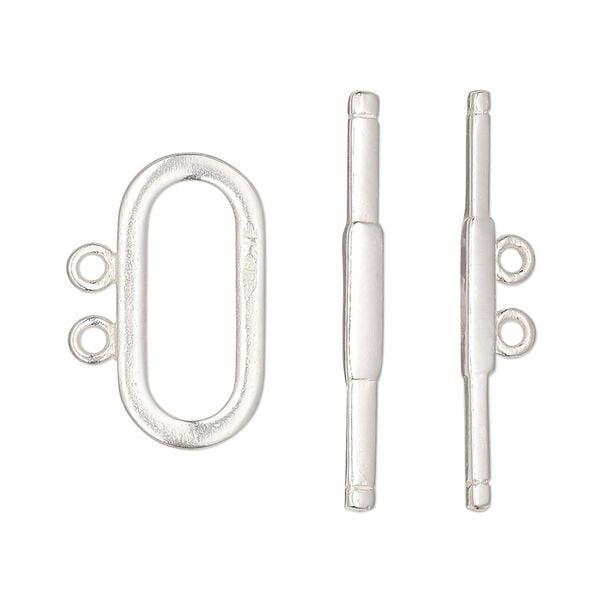 Clasp toggle 1pkg1 sterling silver, 22x11mm oval, JBB Findings 2-strand image number 0