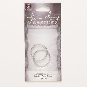 Hoop, steel, pkg/1 pair, silver finish, 21mm round with endless-loop closure.