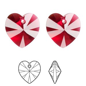 Drop 72pk scarlet, Swarovski&reg; 18mm pendant heart 6228