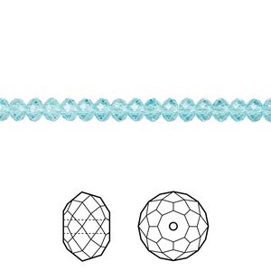 Bead 144pk light turquoise, Crystal Passions&reg; 4x3mm rondelle 5040