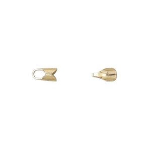 Cord end glue-in 1pkg10 14Kt gold-filled, 7.5x4mm round / 3mm inside diameter