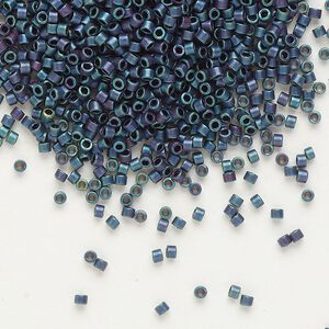 Seed bead, Delica&reg;, glass, pkg/50g, #11 round, opaque matte metallic iris blue (DB-0325).