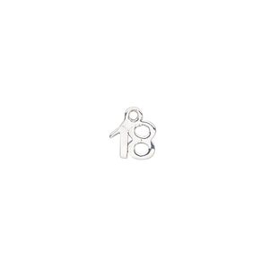 Drop, silver-plated brass, 6.5x6mm number 18. Sold per pkg of 2.