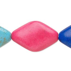 Magnesite / resin 1pkg1, coated twisted flat diamond bead 8 inch mixed colors 29x19mm-30x20mm