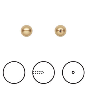Pearl 1pkg50 royal gold, Crystal Passions&reg; 6mm half-drilled round 5818