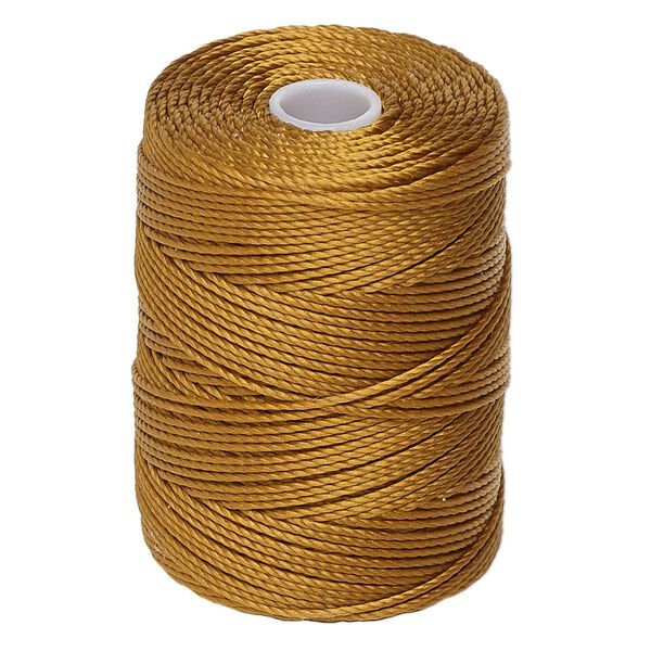 Thread, C-Lon&reg;, nylon, gold, 0.5mm diameter. Sold per 92-yard spool. image number 0