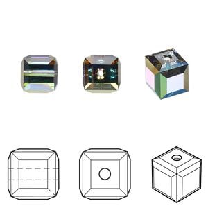 Bead 48pk crystal vitrail medium, Crystal Passions&reg; 8mm cube 5601