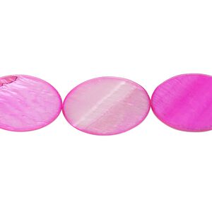 Mother-of-pearl shell 1pkg1, flat oval bead 15 inch fuchsia 17x12mm-18x13mm