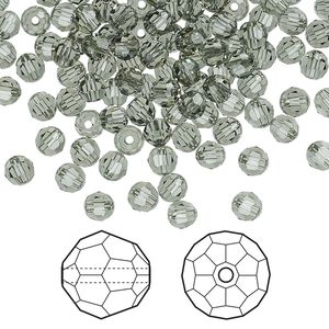 Bead 144pk black diamond, Crystal Passions&reg; 4mm round 5000
