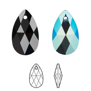 Drop 1pk jet shimmer, Crystal Passions&reg; 22x13mm pendant pear 6106