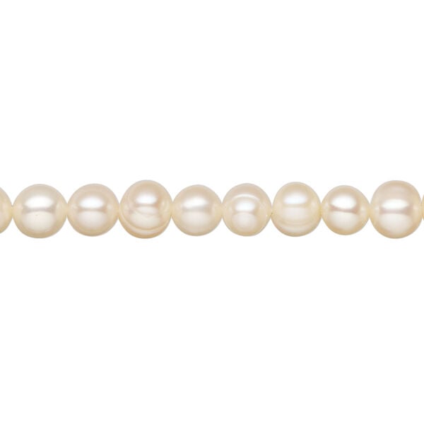 Freshwater pearl 1pkg1, semi-round, 14 inch apricot 5-6mm cultured image number 0