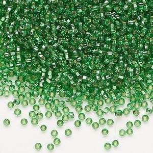 Seed bead, Preciosa Ornela Czech glass, pkg/500g, #11 rocaille, transparent silver-lined light green, (57100).