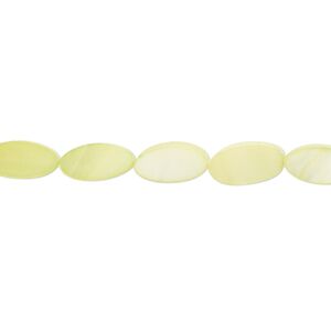 Mother-of-pearl shell 1pkg1, flat oval bead 15 inch spring green 10x5mm
