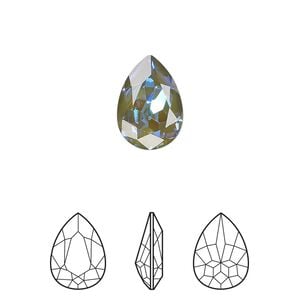 Fancy stone 1pk crystal army green DeLite, Crystal Passions&reg; 14x10mm pear 4320
