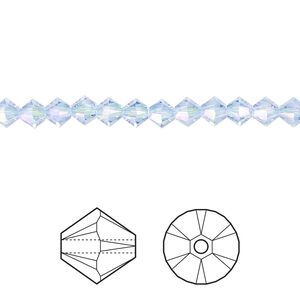 Bead 48pk light sapphire shimmer 2X, Crystal Passions&reg; 4mm bicone 5328