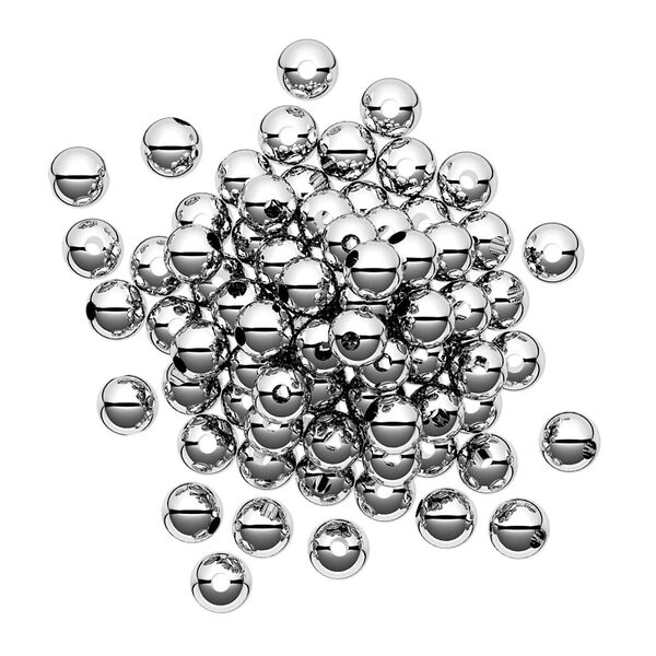 Bead 1pkg100 sterling silver, 4mm seamless round image number 0