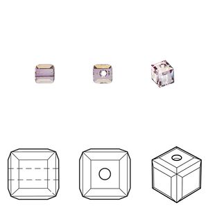Bead 12pk dark rose, Crystal Passions&reg; 4mm cube 5601