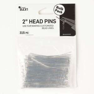 Head pin 1pkg315 silver-finished, 2 inch, 21 gauge steel