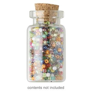 Component, glass and cork, clear, 38x19mm-40x22mm bottle with stopper and 12mm opening. Sold per pkg of 360.