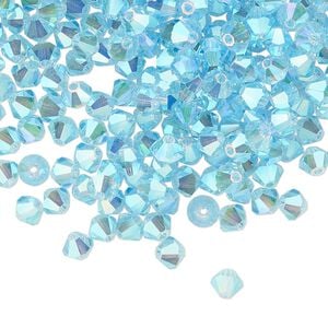Bead 48pk aquamarine AB 2X, Preciosa Czech crystal 4mm bicone