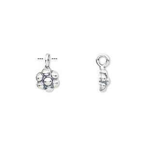 Charm, antiqued sterling silver, 6x6mm flower. Sold individually.