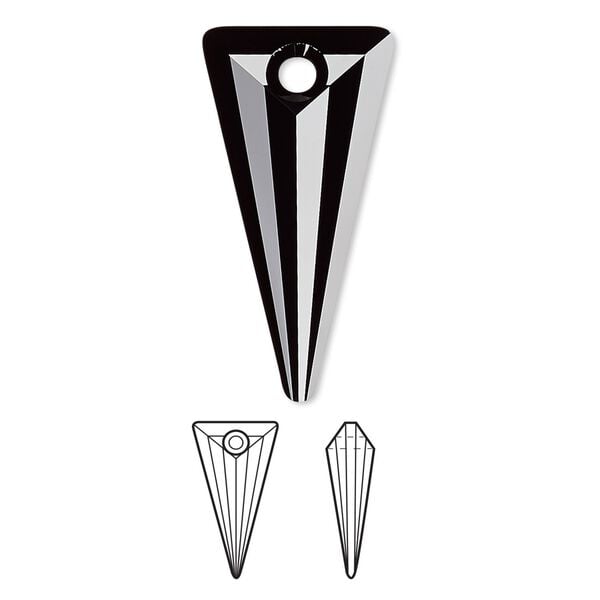 Drop 36pk jet, Swarovski&reg; 28x14mm pendant spike 6480 image number 0
