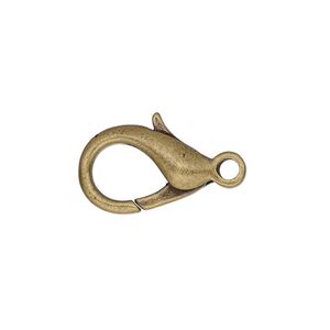 Clasp lobster claw 1pkg10 gold-plated, 18x12mm, antique brass 1-strand