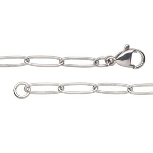 Chain 1pkg1 paperclip, 3.6mm / lobster claw clasp, stainless steel 24 inch