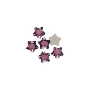 Flat back 6pk amethyst foil back, Crystal Passions&reg; 6mm star flower 3754