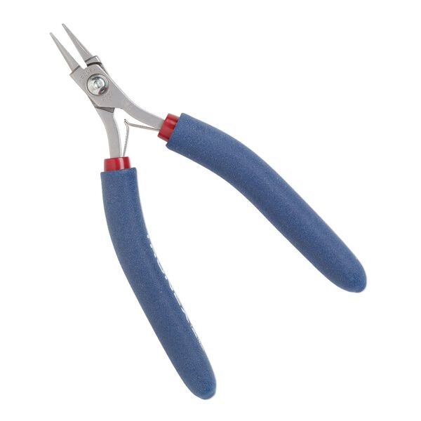 Pliers, Tronex&reg;, P723 short needle-nose, steel and rubber, red and blue, 5-9/10 inches. Sold individually. image number 0
