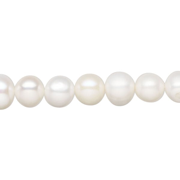 Freshwater pearl 1pkg1, semi-round, 14 inch white 7-9mm cultured image number 0