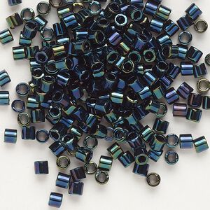 Seed bead, Delica&reg;, glass, pkg/7.5g, #8 round, opaque metallic iris dark blue (DBL-0002).