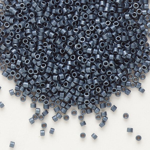 Seed bead, Delica&reg;, glass, pkg/50g, #11 round, opaque matte luster gunmetal (DB-0301). image number 0