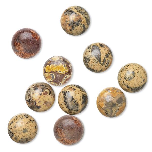 Leopardskin jasper 1pkg10, calibrated round cab natural 10mm image number 0