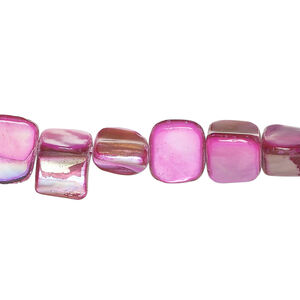 Mother-of-pearl shell 1pkg1, triangle tube bead 15 inch purple / pink 6x5mm-11x9mm