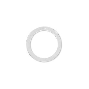 Drop, sterling silver, 18mm open flat round. Sold individually.