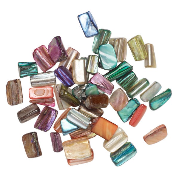 Mother-of-pearl shell 1pkg2oz, stick bead, mix mixed colors 10x5mm-16x12mm image number 1