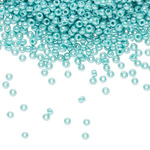 Seed bead, TOHO BEADS&reg;, glass, pkg/50g, #11 round, opaque luster turquoise blue (TR-11-132).